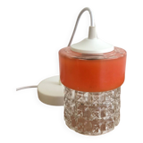 Vintage Glass Globe Pendant 70' Orange Band Electrical System New