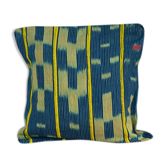 Housse de coussin en tissu baoulé bleu