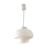Suspension champignon vintage globe opaline blanche années 70