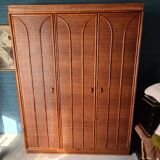 Brown varnished rattan cabinet