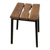 Vintage 1950s iron and wood stool