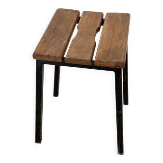 Tabouret fer et bois vintage 1950