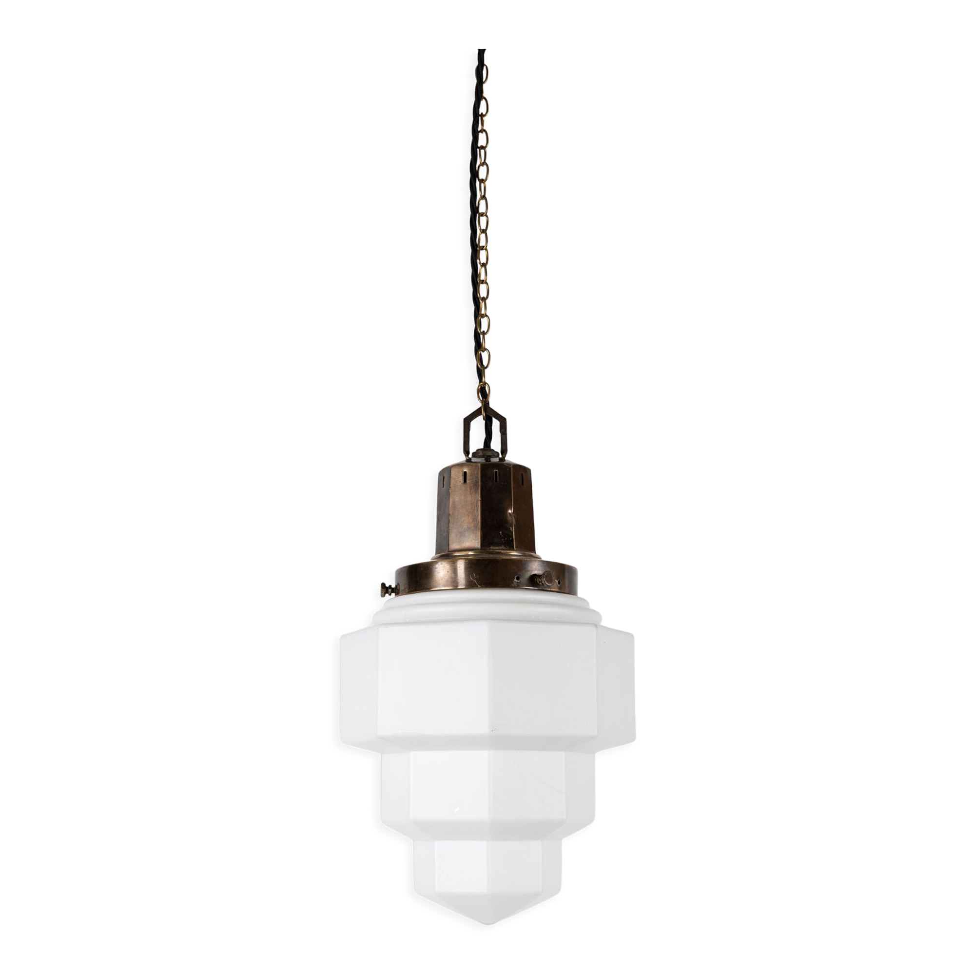 Octagonal art deco skyscraper opaline lamp