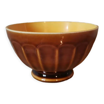 Bowl fluted yellow brown