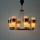 Large ceiling light with 6 arms in copper metal and glass, 1960s, Germany