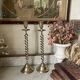 Pair of twisted brass candlesticks 37cm