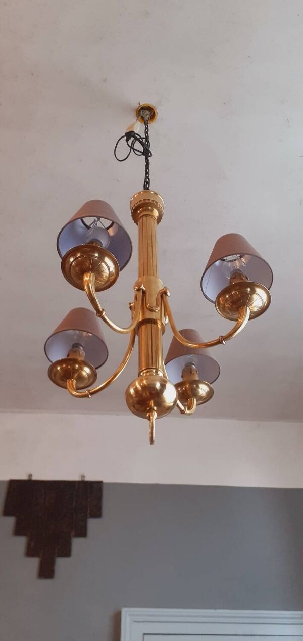 Lustre Art Déco en Bronze estampillé Petitot