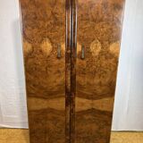 Art deco vintage brocante bachelor wardrobe burr walnut 1920-1930