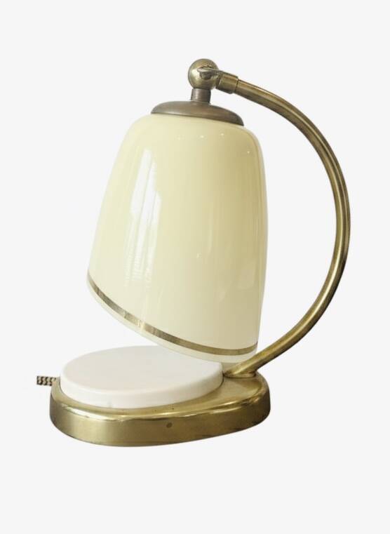 Bauhaus / Modernist lamp brass/bakelite & opaline Mid Century 1940-50