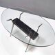 Vintage Oval Glass Coffee Table with Portoro Marble and Iron Base, Italy
