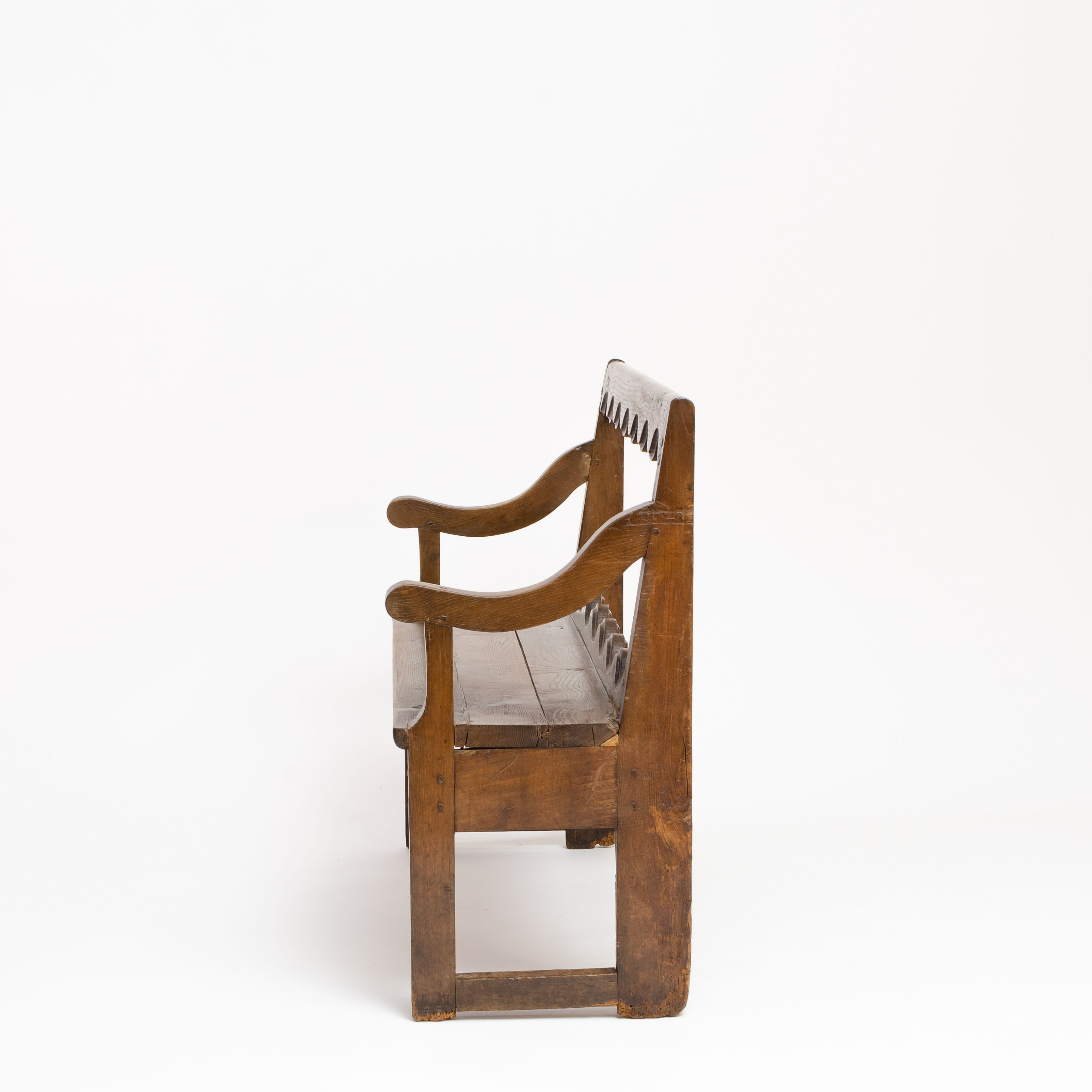 Liturgical bench with fruit wood backrest - French work - nineteenth century.