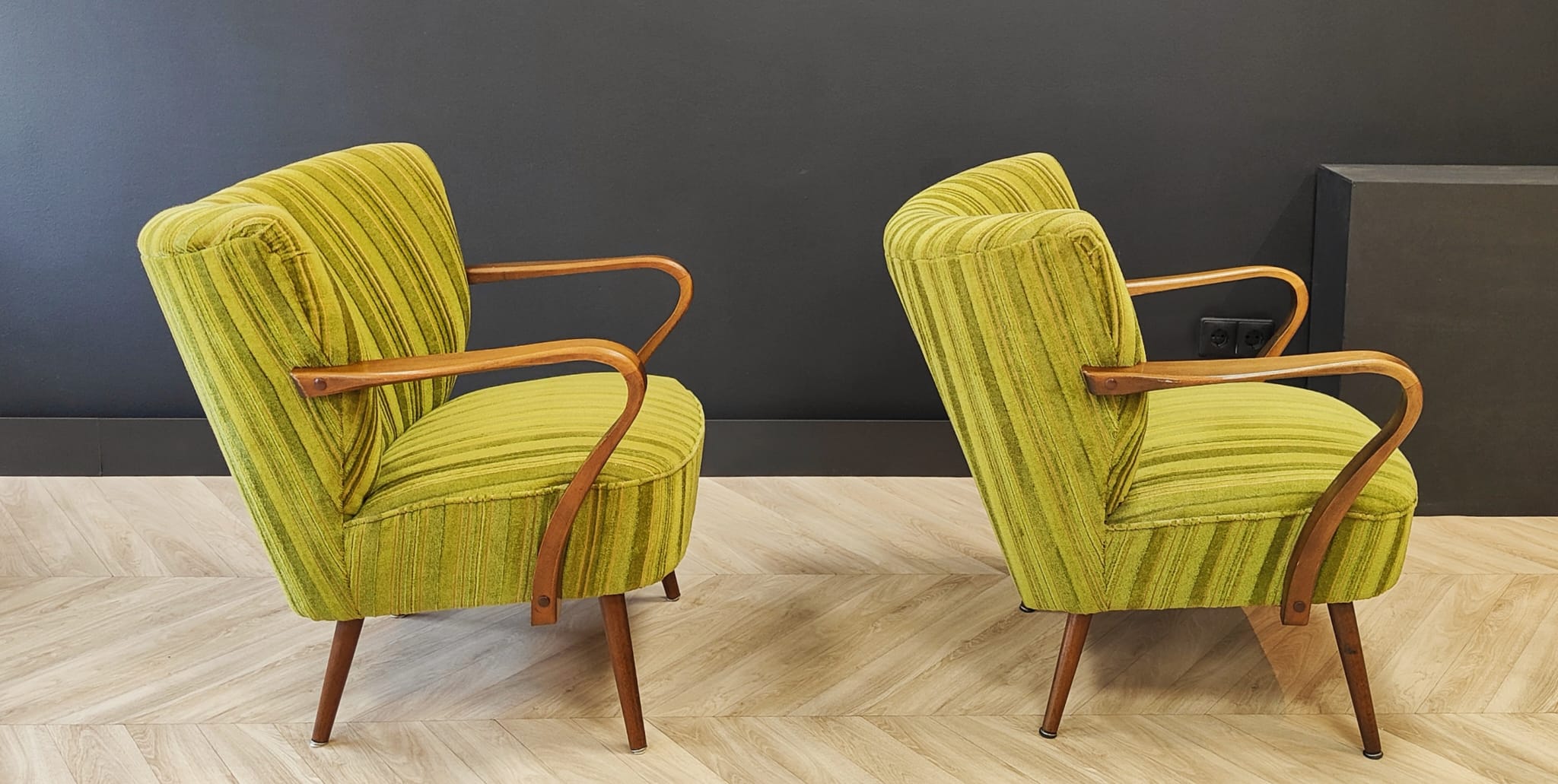 Two mid century cocktail chairs, vintage