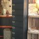Industrial furniture with 10 metal flaps.