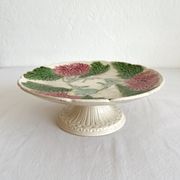 Antique compotier in slip decoration of chrysanthemums Onnaing late nineteenth