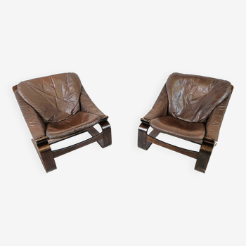 Fauteuils Kroken par Ake Fribyter pour Nelo Möbel, Suède, 1970s, set de 2