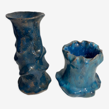 Duo de vases Luc Mertens (1931-2004) + Cache pot céramique