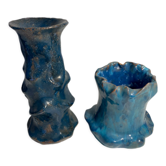 Duo de vases Luc Mertens (1931-2004) + Cache pot céramique