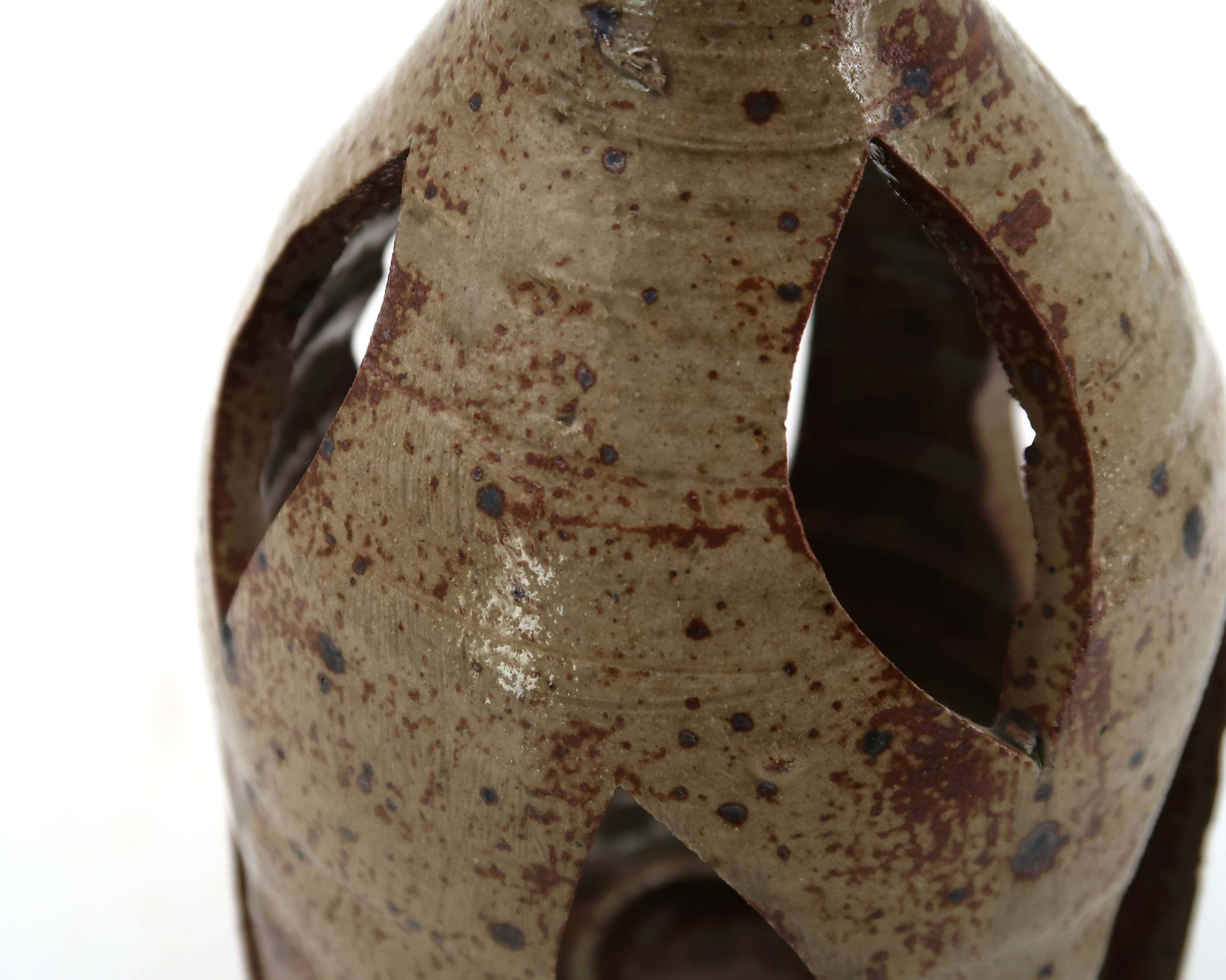 Stoneware ceramic lantern candle holder, 1960s