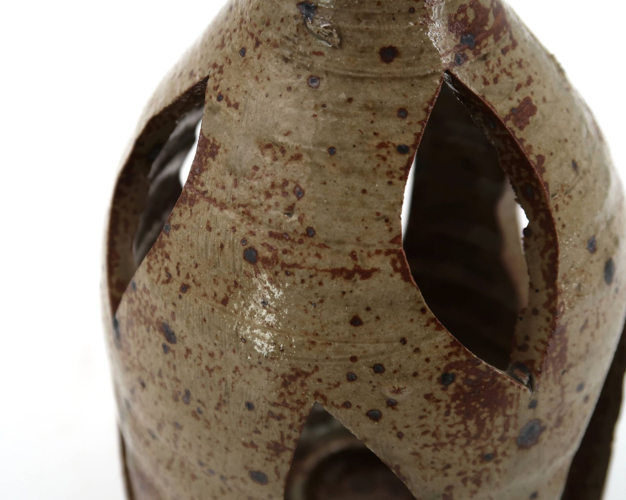 Bougeoir lanterne en céramique grès, années 60