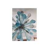 Murano Glass Light Blue and Clear Sputnik Italian Chandelier