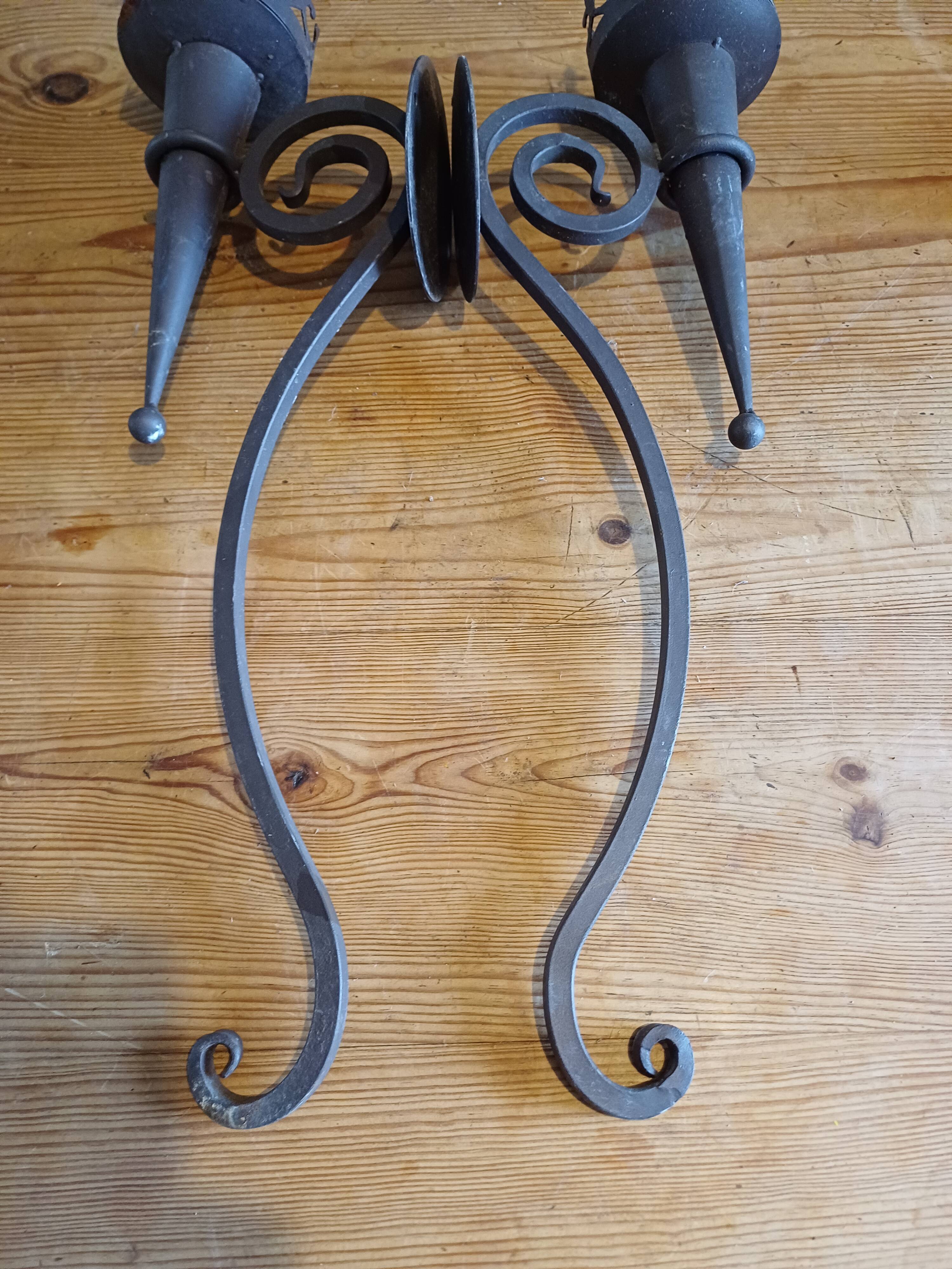 Pair of Wrought Iron Wall Lights
