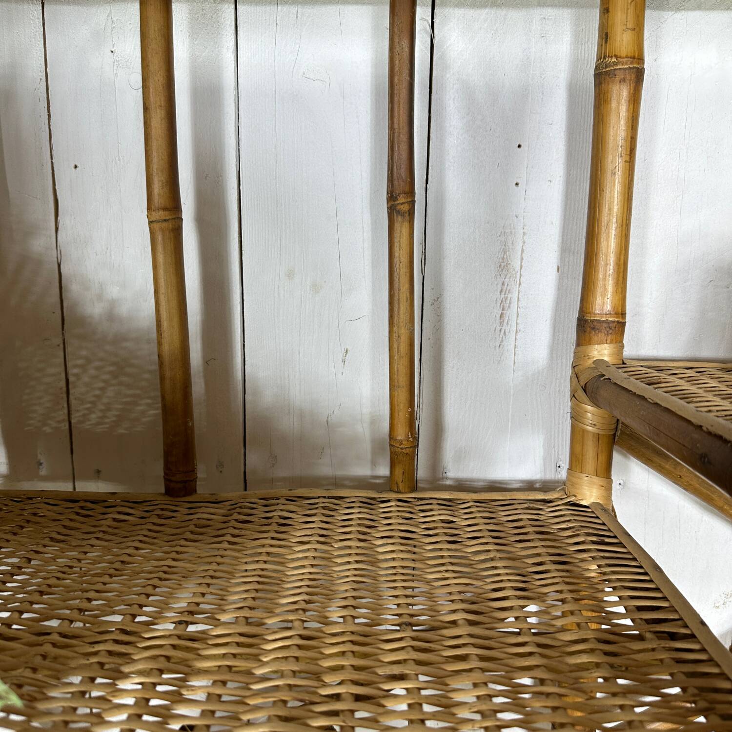 Bamboo and rattan shelf