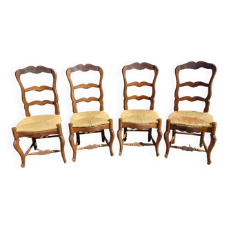 4 chaises paillées provençales