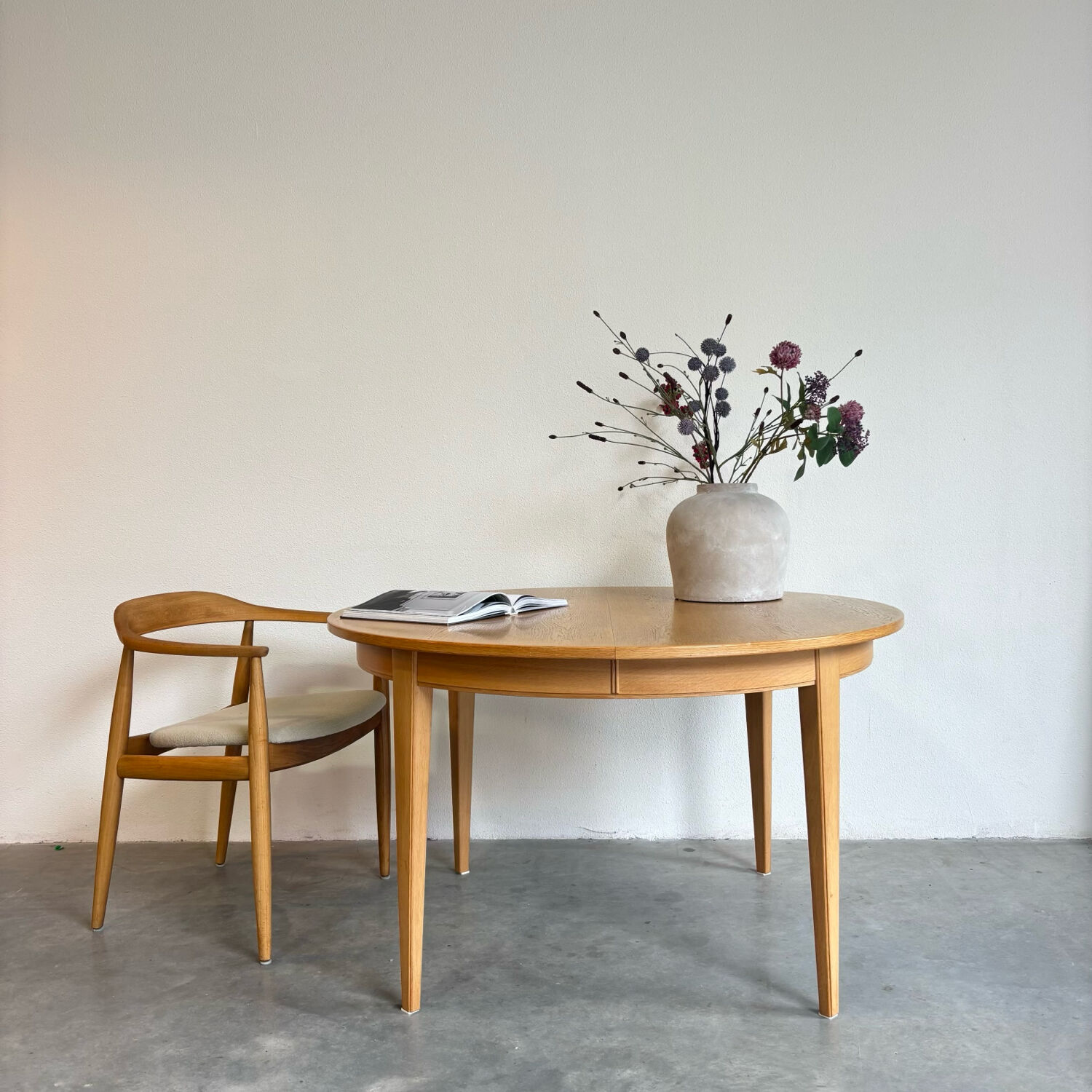 Vintage extendable round dining table Omann Jun