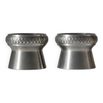 Pewter Candle Holders Set From Haugrud Norway, 1950s