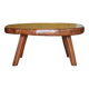 Brutalist coffee table made of elm burl, interior decor, living room table.