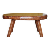 Table basse brutaliste en bois de loupe orme, déco intérieur,table de salon