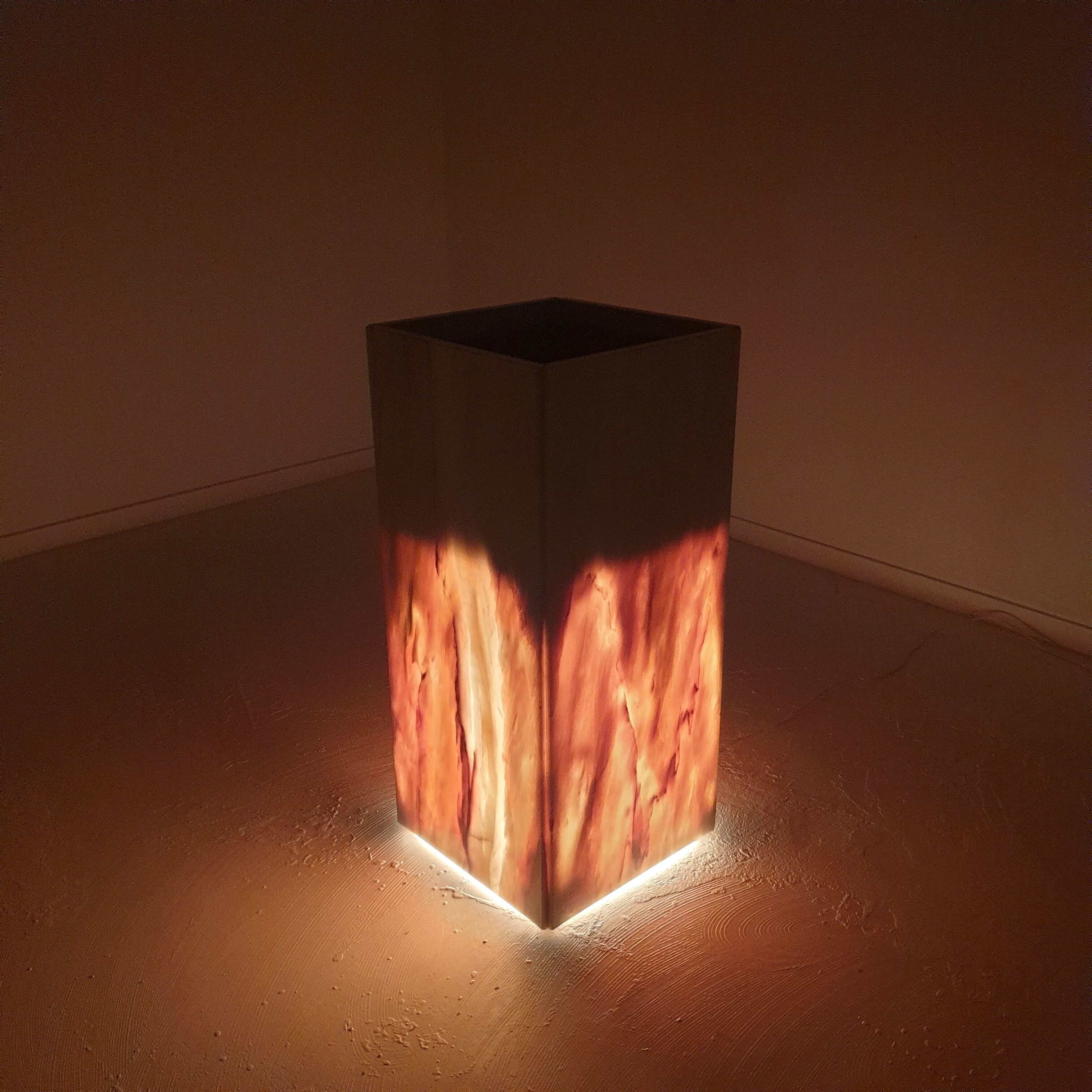 Italian marble planter or pedestal with light, 1970's