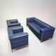 Poltrona Frau set / dark blue leather / Talus / sofa - chairs - / 3 seater / 2 x lounge chair