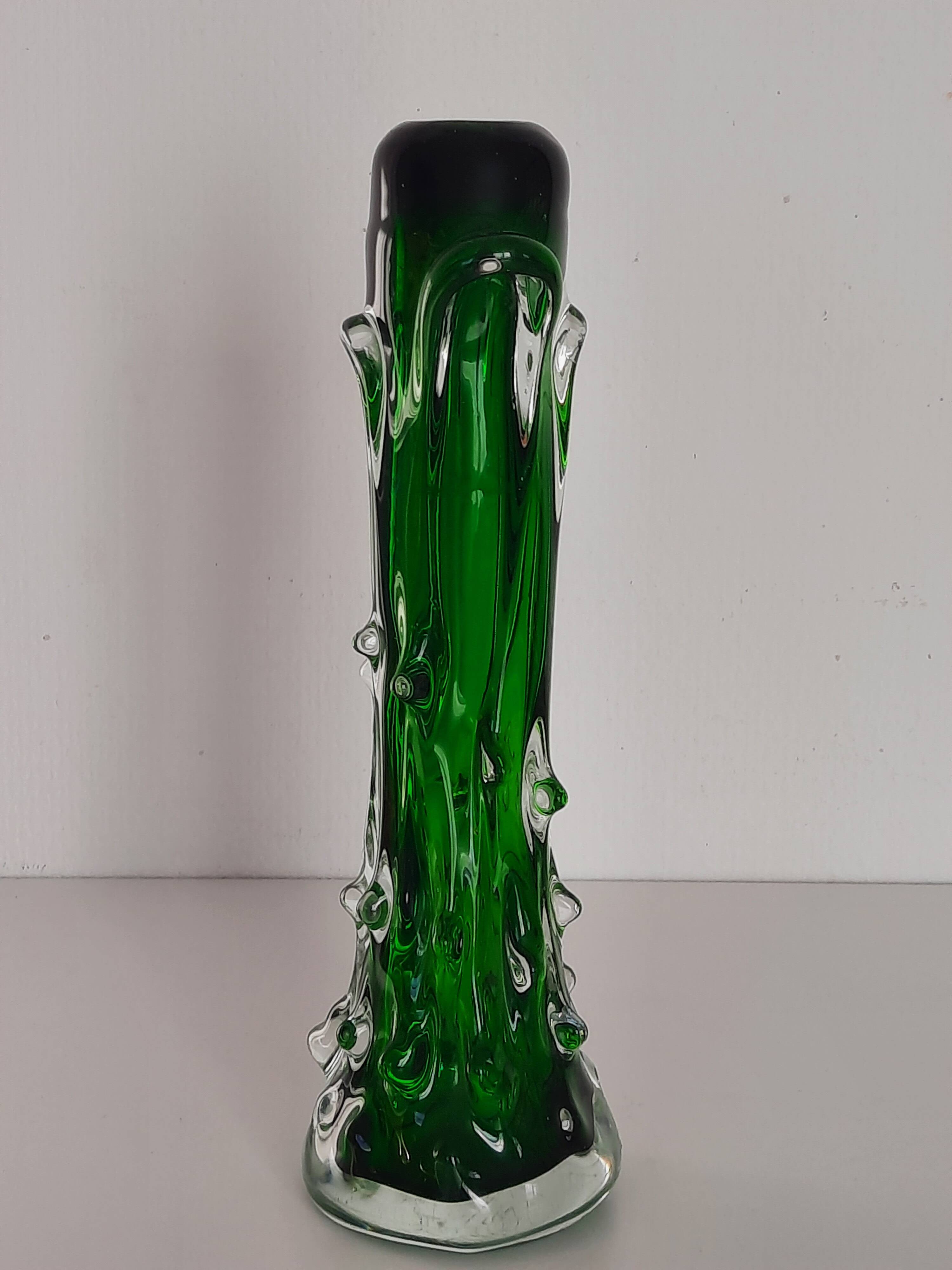 Tubular vase attributed to Josef Hospodka for Chribska glassworks