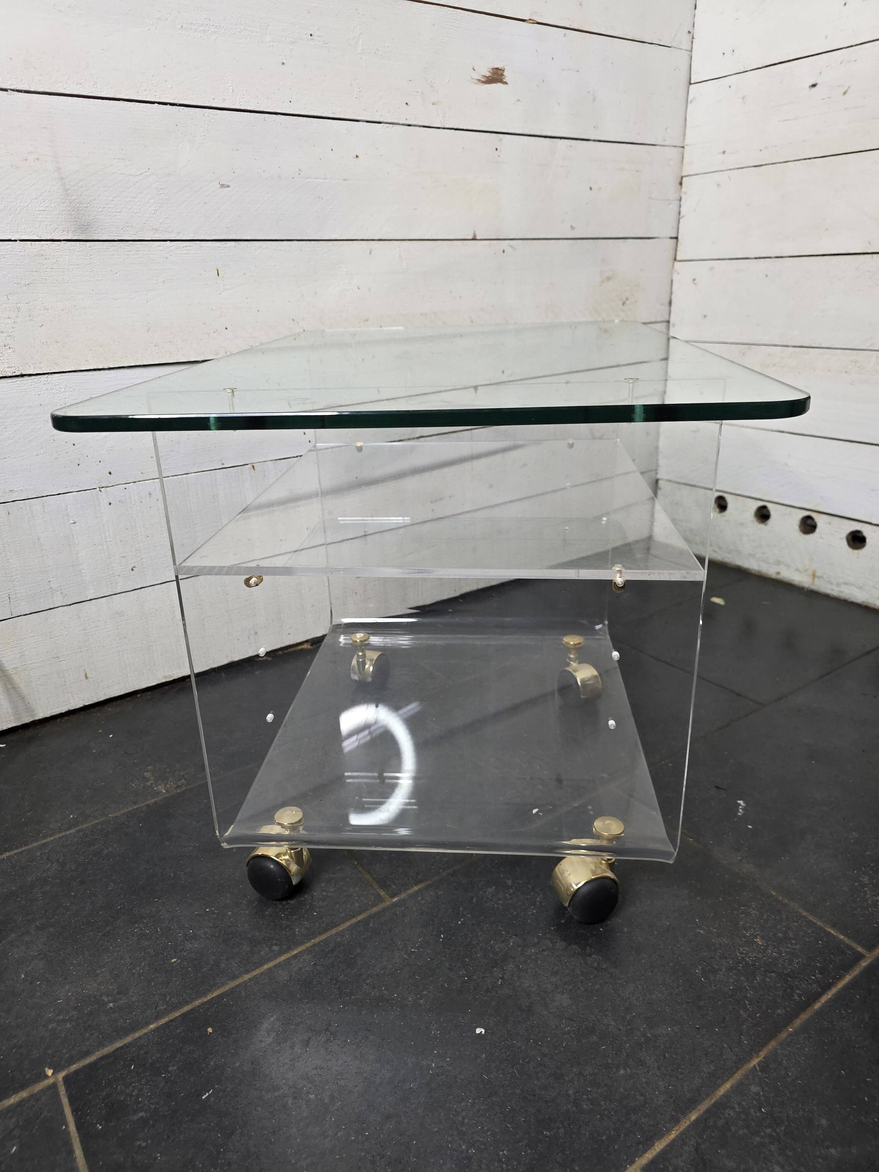 Vintage Plexiglas and Glass Coffee Table by David Lange 1970s