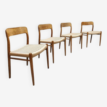 4 chaises de salle à manger vintage danoises en bois et osier
