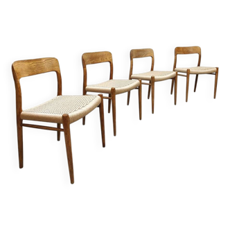 4 chaises de salle à manger vintage danoises en bois et osier