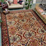 XL Vintage Arts and Crafts, W Morris style Rug 400x296 cm, Red Blue