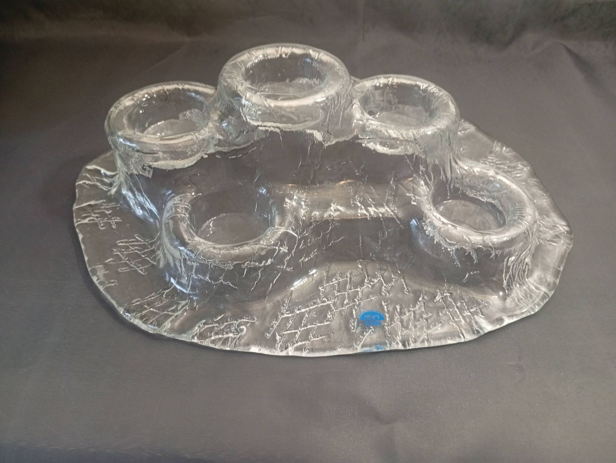 "Volcano" glass candlestick by Pertti Kallioinen for Meri Lasi, Finland