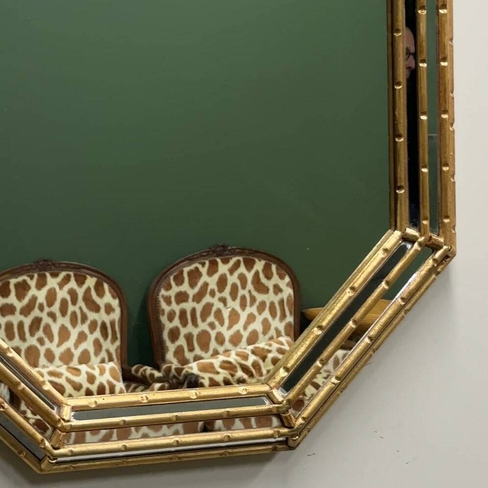 Vintage faux bamboo gilt mirror, 1980s.
