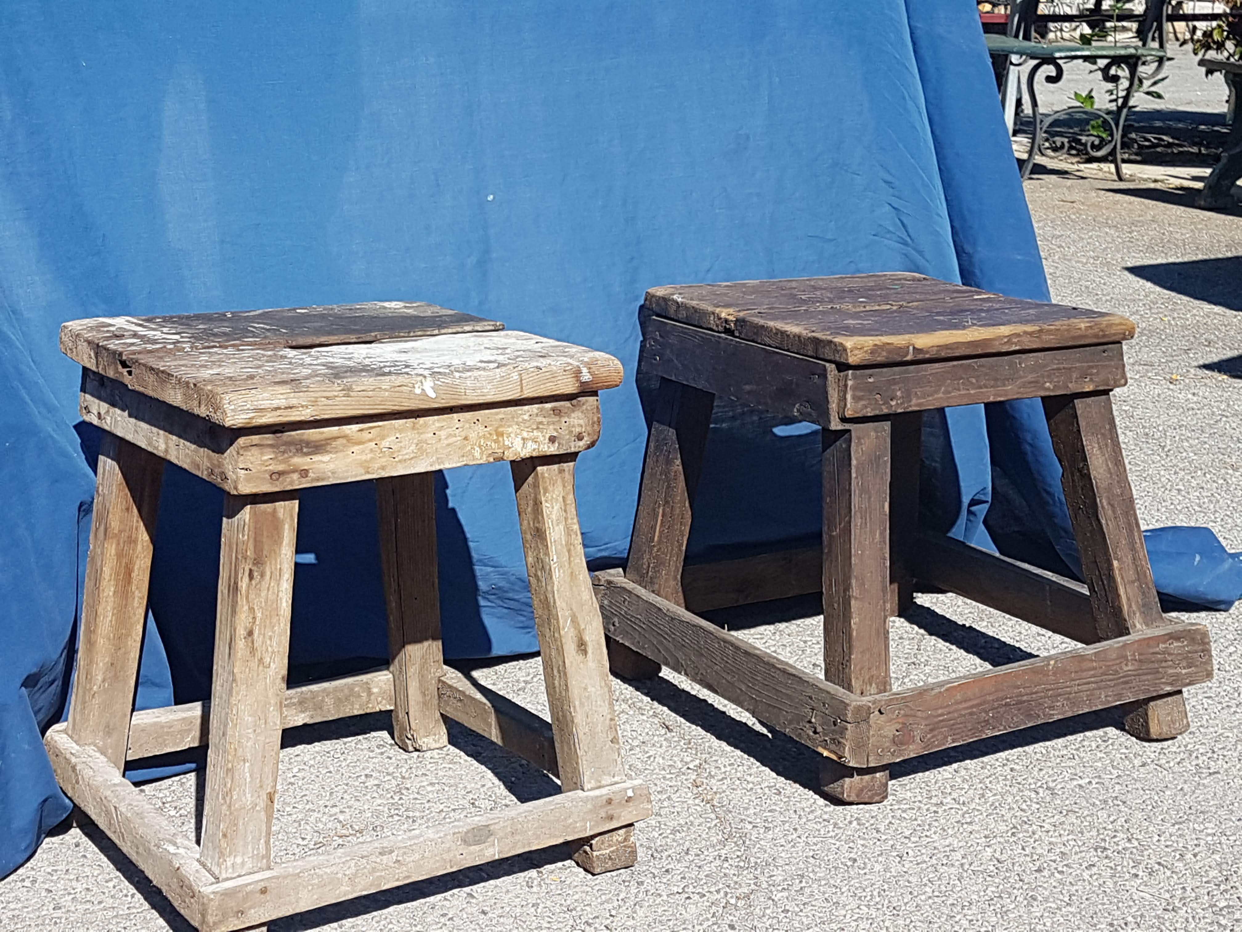 2 wooden stools