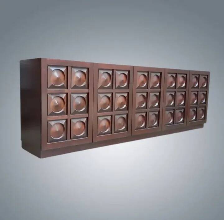 Vintage Brutalist Sideboard in Mahogany 1970s