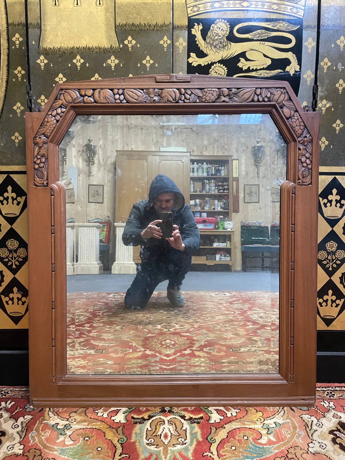 Art Deco period mirror in walnut