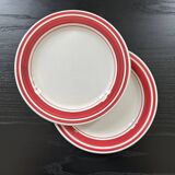 Pair of red striped plates