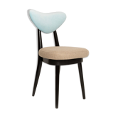 Mid-century heart-shaped chair in mixed beige and blue wool, Europe, 1960s.