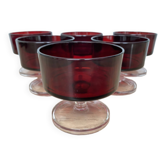 set of 6 Luminarc Sweden Ruby cups