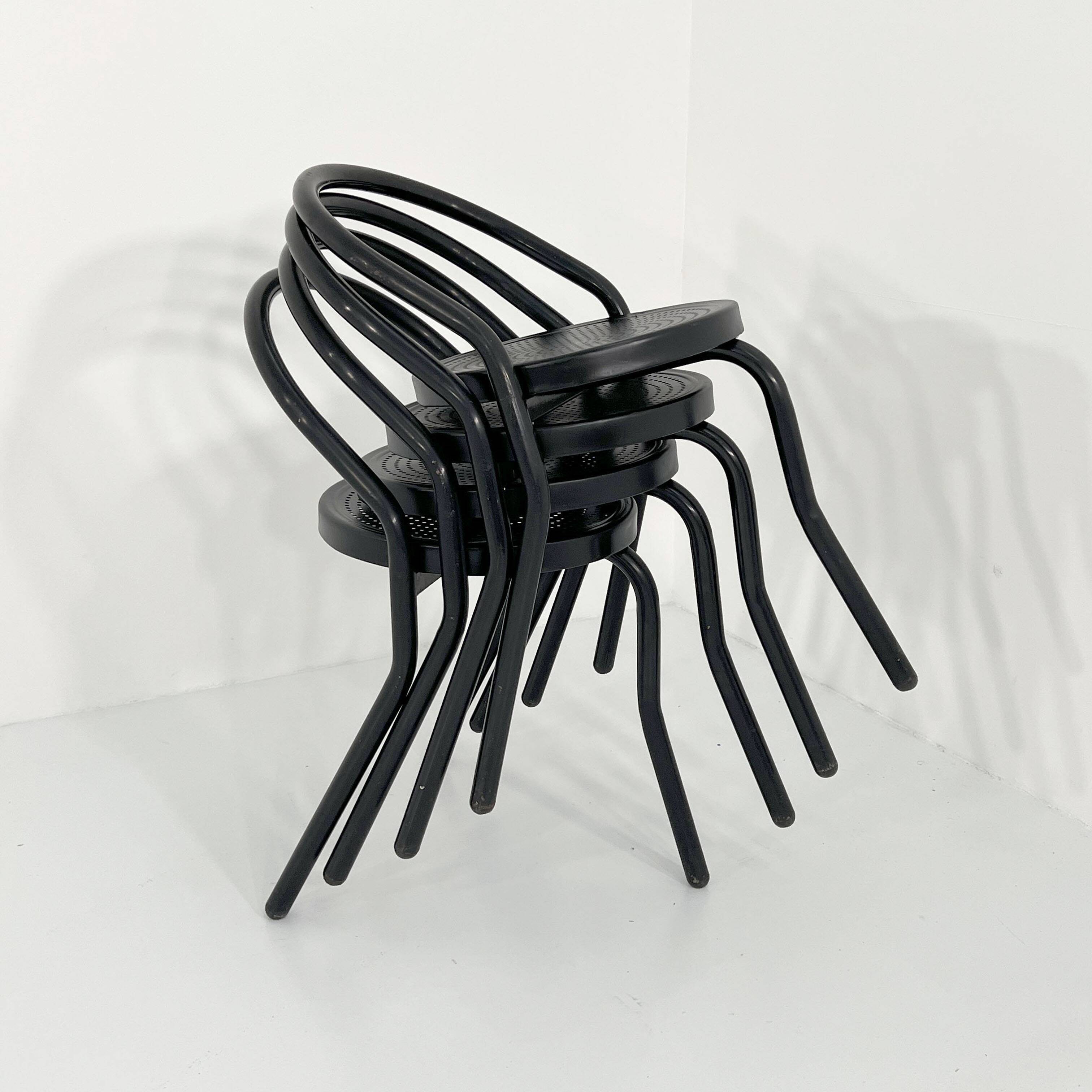 4 chaises en métal postmodernes, 1980