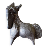Sculpture en céramique émaillée noire signée Pouchain – Circa 1960