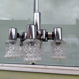 Vintage ceiling lamp in chrome plated and glass cut from targetti 1970 - 6 lamps
