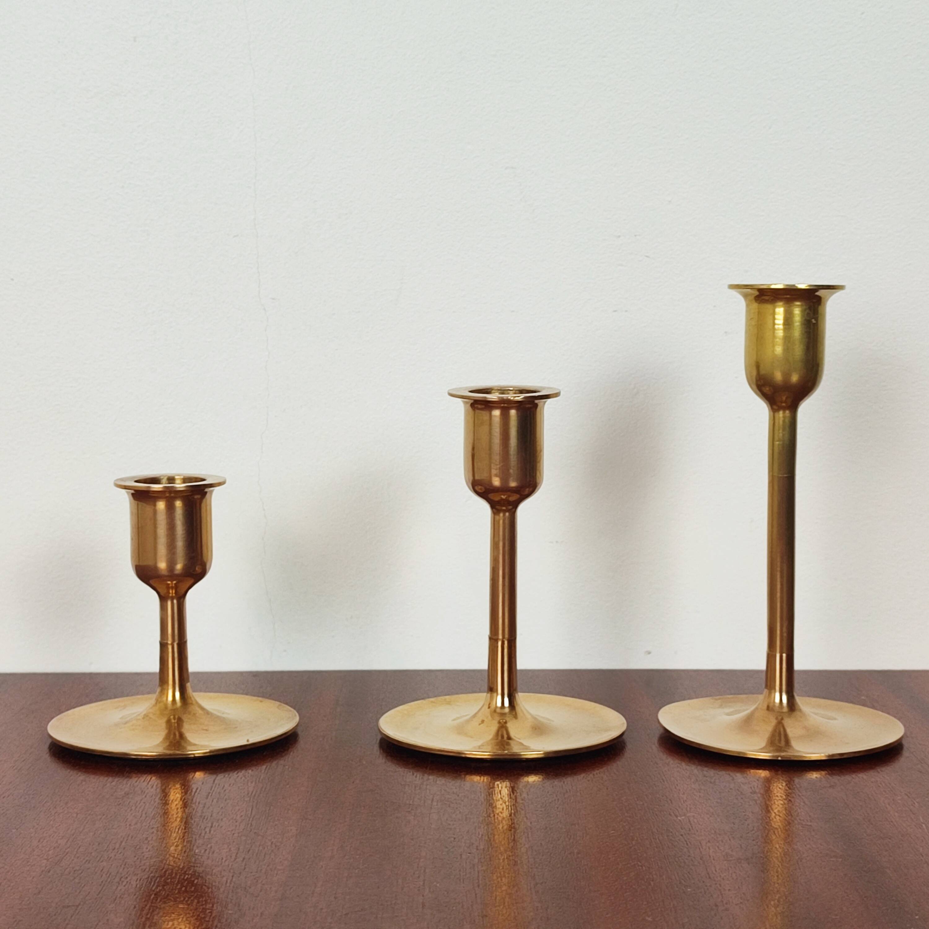 Scandinavian brass candle holders